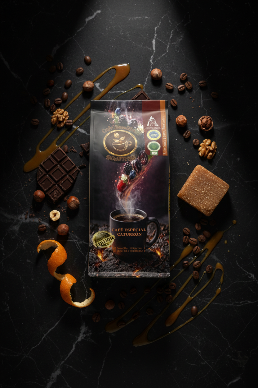 Café Caturrón — Chocolate y caramelo