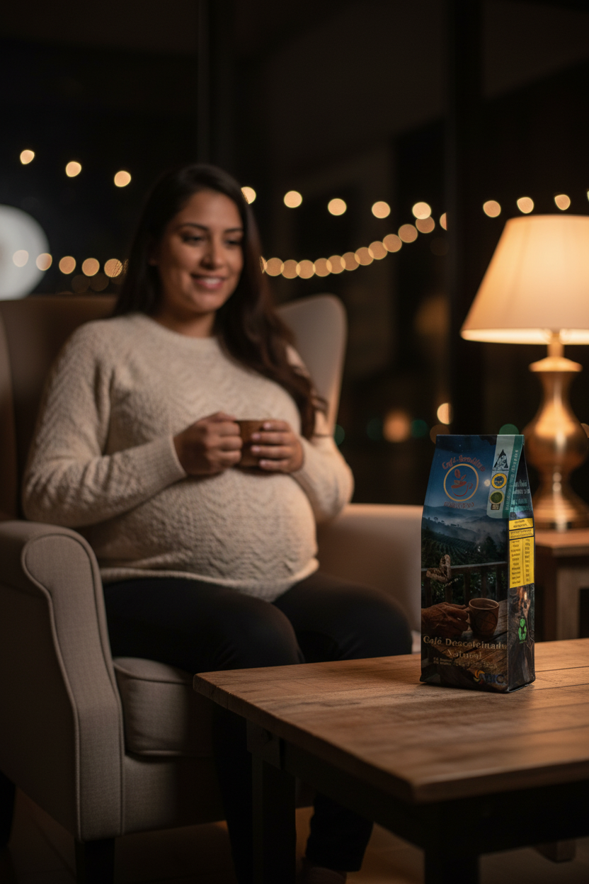 Café Descafeinado — Mamá embarazada, noche acogedora