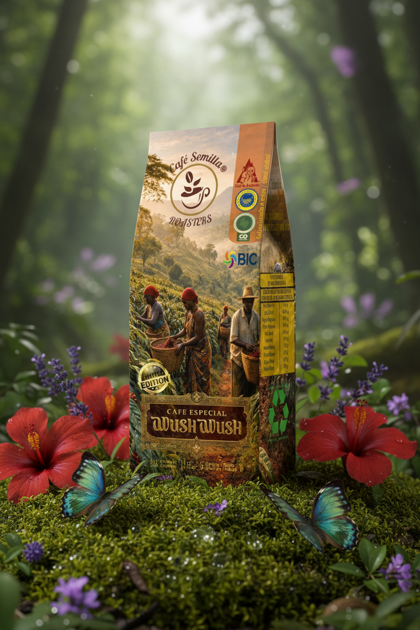 Café Wush Wush — Bosque etíope con mariposas
